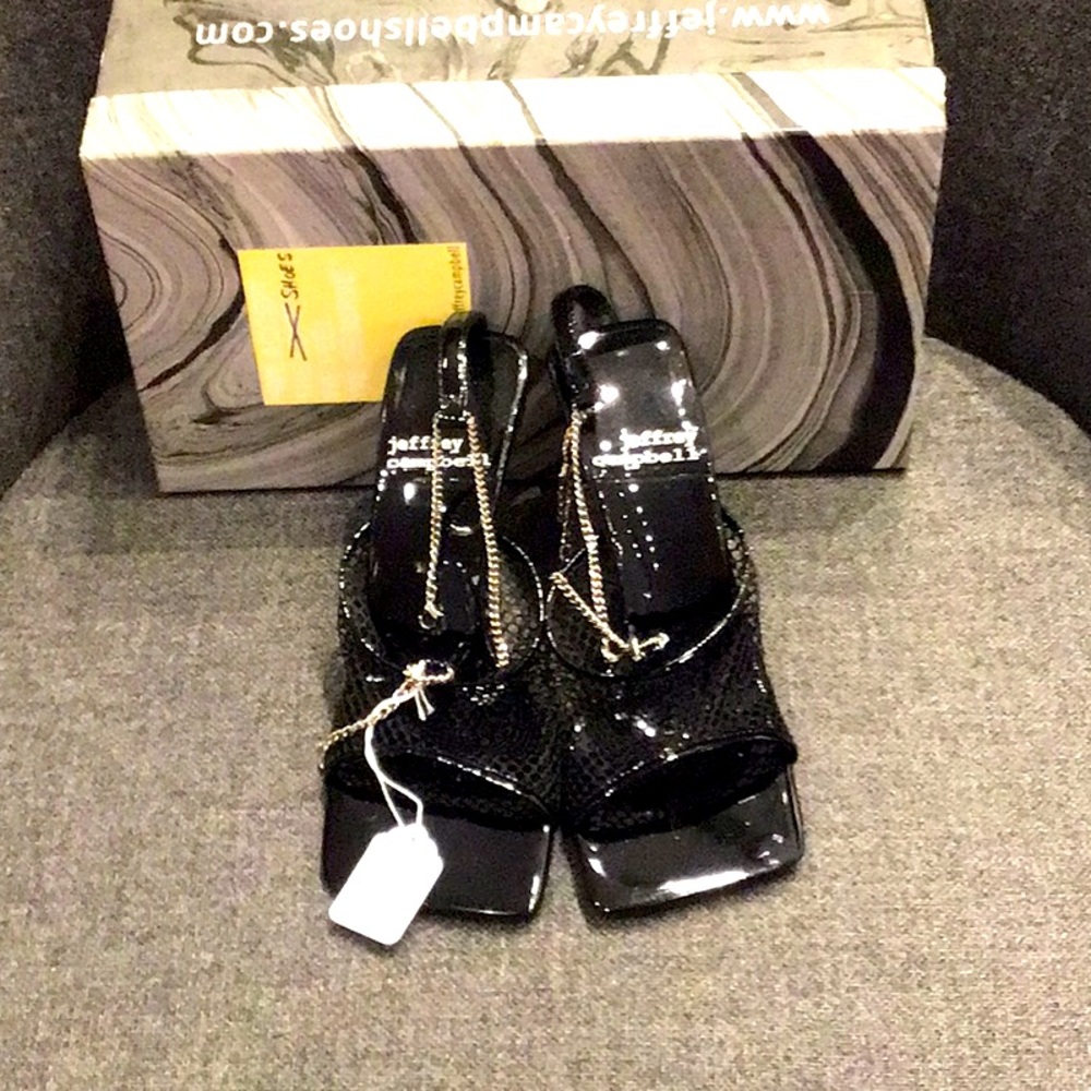 Black Jeffrey Campbell Open Toe Heels Size 6